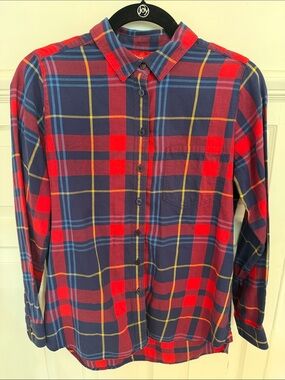 Joules Red, Navy & Yellow Plaid Men's Button-Down Shirt